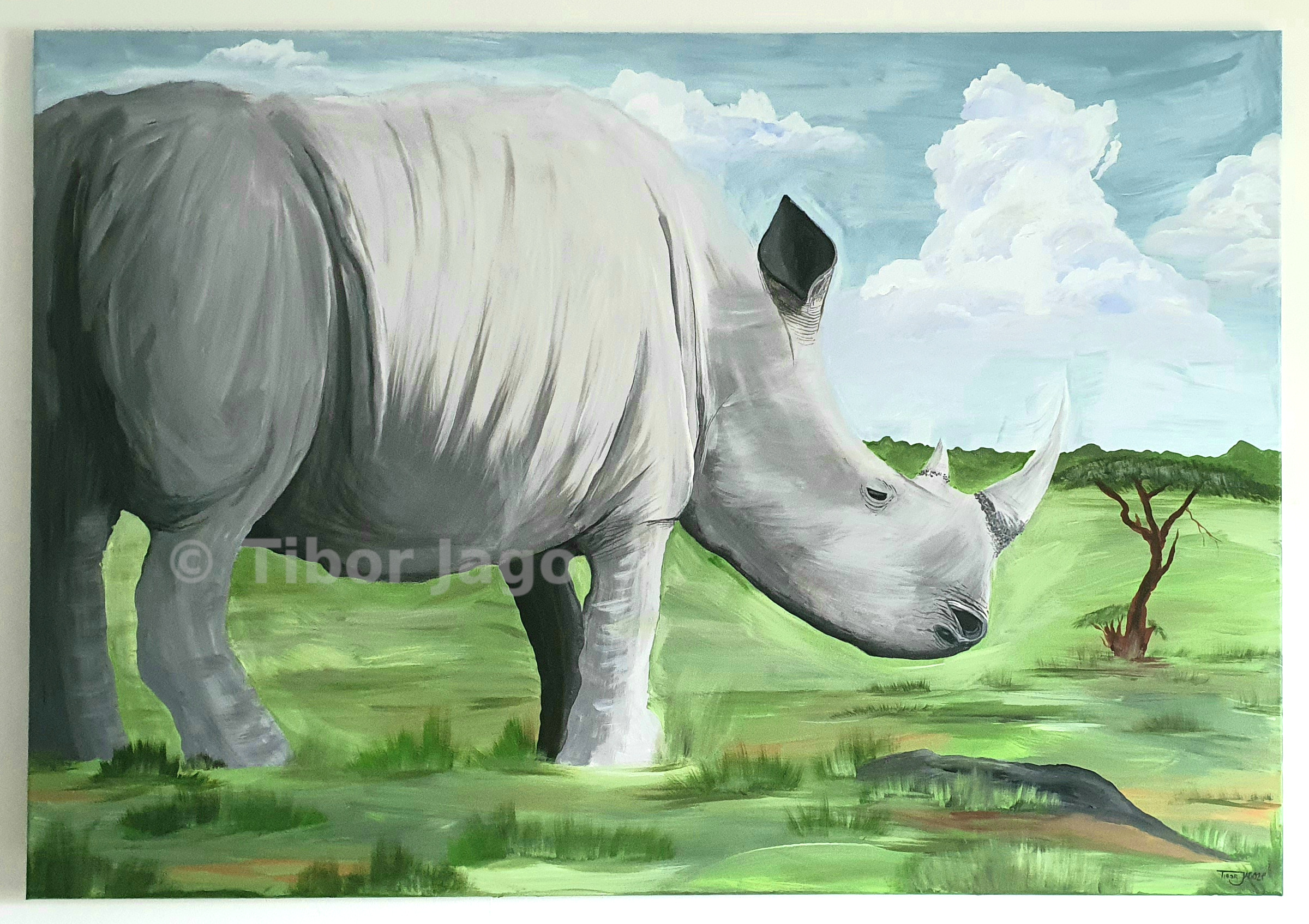 Nashorn in der Savanne (Gemälde)